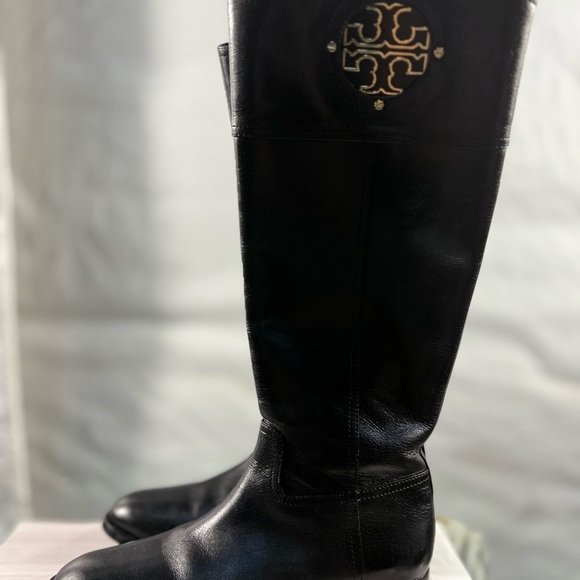 Tory Burch Black and Gold Ridding Boots - Picture 6 of 9